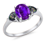 Three Stone Oval Natural Stone Trio Ring