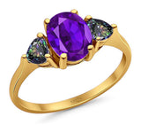 Three Stone Oval Natural Stone Trio Ring