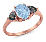 Three Stone Oval Natural Stone Trio Ring