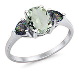 Three Stone Oval Natural Stone Trio Ring