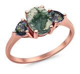 Three Stone Oval Natural Stone Trio Ring