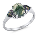 Three Stone Oval Natural Stone Trio Ring