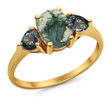 Three Stone Oval Natural Stone Trio Ring