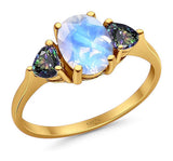 Three Stone Oval Natural Stone Trio Ring