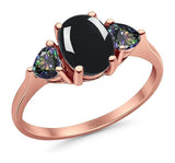 Three Stone Oval Natural Stone Trio Ring