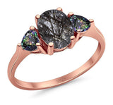 Three Stone Oval Natural Stone Trio Ring