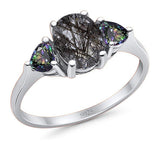 Three Stone Oval Natural Stone Trio Ring