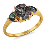 Three Stone Oval Natural Stone Trio Ring