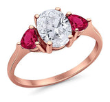 Three Stone Oval Natural Stone Trio Ring