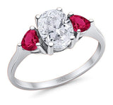 Three Stone Oval Natural Stone Trio Ring