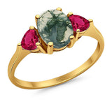 Three Stone Oval Natural Stone Trio Ring