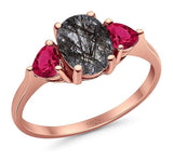 Three Stone Oval Natural Stone Trio Ring
