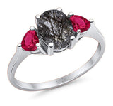 Three Stone Oval Natural Stone Trio Ring