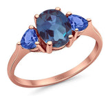 Three Stone Oval Natural Stone Trio Ring
