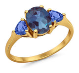 Three Stone Oval Natural Stone Trio Ring