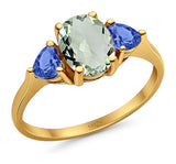 Three Stone Oval Natural Stone Trio Ring