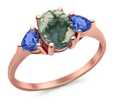 Three Stone Oval Natural Stone Trio Ring