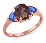Three Stone Oval Natural Stone Trio Ring