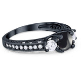 Three Stone Art Deco Round Natural Stone Ring