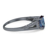 Art Deco Oval Natural Stone Wedding Ring