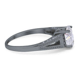 Art Deco Oval Natural Stone Wedding Ring