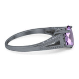 Art Deco Oval Natural Stone Wedding Ring