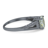 Art Deco Oval Natural Stone Wedding Ring