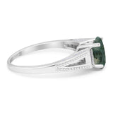 Art Deco Oval Natural Stone Wedding Ring