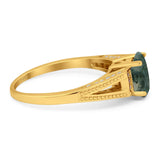 Art Deco Oval Natural Stone Wedding Ring