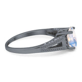 Art Deco Oval Natural Stone Wedding Ring