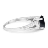 Art Deco Oval Natural Stone Wedding Ring