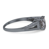 Art Deco Oval Natural Stone Wedding Ring
