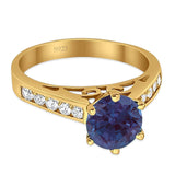 Round Natural Stone Engagement Ring