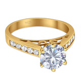 Round Natural Stone Engagement Ring