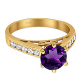 Round Natural Stone Engagement Ring