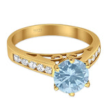 Round Natural Stone Engagement Ring