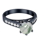 Round Natural Stone Engagement Ring