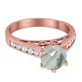 Round Natural Stone Engagement Ring