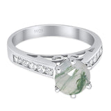 Round Natural Stone Engagement Ring