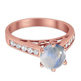 Round Natural Stone Engagement Ring