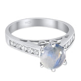 Round Natural Stone Engagement Ring