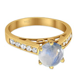 Round Natural Stone Engagement Ring