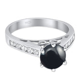 Round Natural Stone Engagement Ring