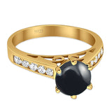 Round Natural Stone Engagement Ring