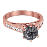 Round Natural Stone Engagement Ring