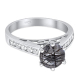 Round Natural Stone Engagement Ring