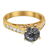 Round Natural Stone Engagement Ring