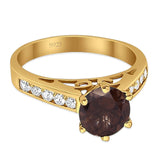 Round Natural Stone Engagement Ring