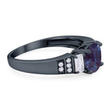 Three Stone Round Natural Stone Ring