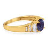 Three Stone Round Natural Stone Ring